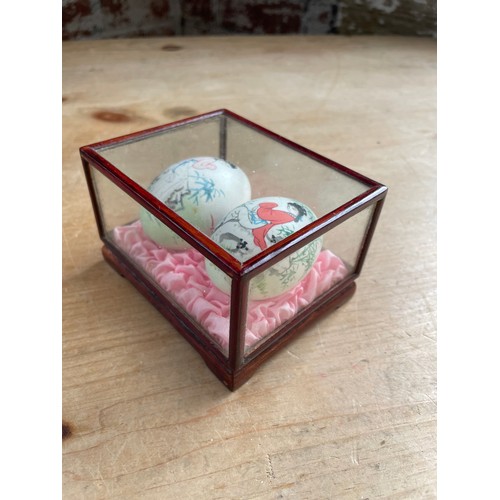 308 - Vintage Hand Painted Chinese Eggs In Case