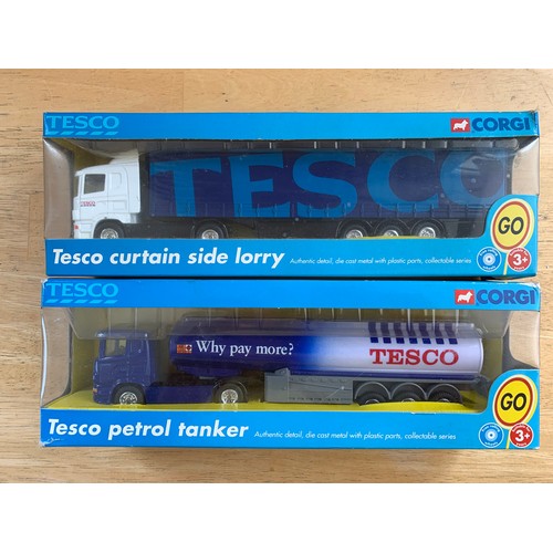 113 - Two Corgi Tesco Artic Lorry's - Petrol Tanker and Curtain Side