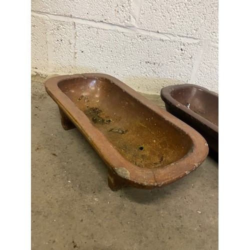 327 - Three Antique Salt Glazed Herb Troughs