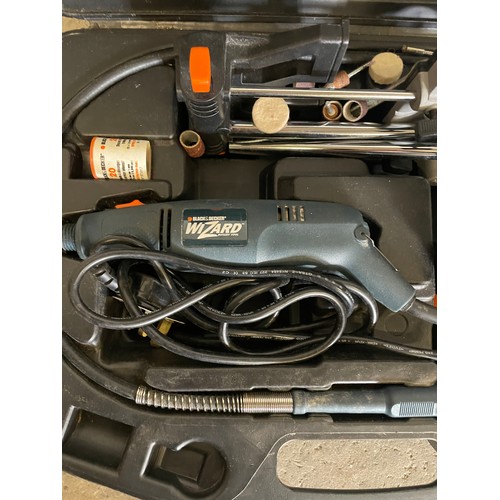 341 - Black & Decker Wizard Rotary Tool With Bench Clamp & Extension & Extras