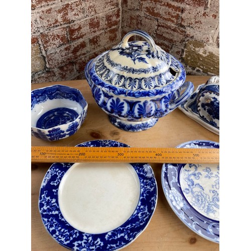 303 - Group Of Antique Blue & White China