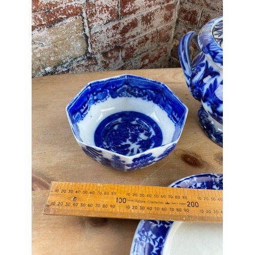 303 - Group Of Antique Blue & White China