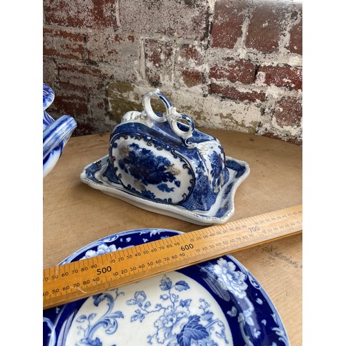 303 - Group Of Antique Blue & White China