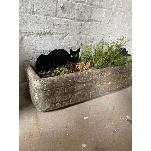 336 - Long Narrow Stone Planter / Herb Trough