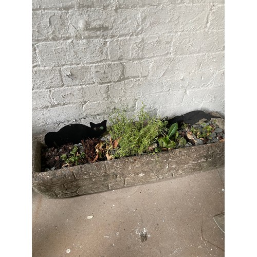 336 - Long Narrow Stone Planter / Herb Trough