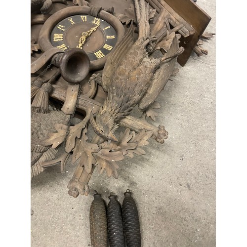 166A - Incredibly Large and Intricately Hand Carved Hunting Cuckoo Clock a/f