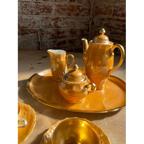 273 - Vintage Peach Lustre Tea Service with Tray