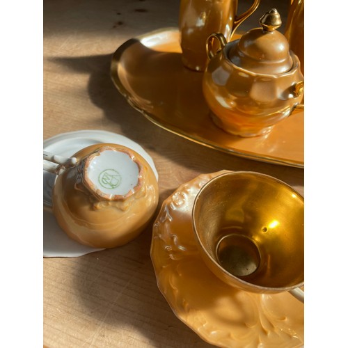 273 - Vintage Peach Lustre Tea Service with Tray