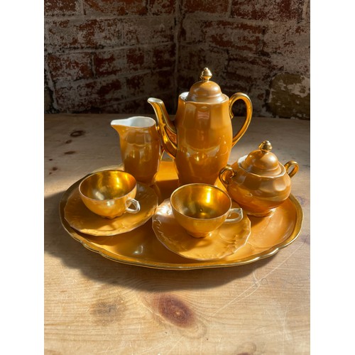 273 - Vintage Peach Lustre Tea Service with Tray