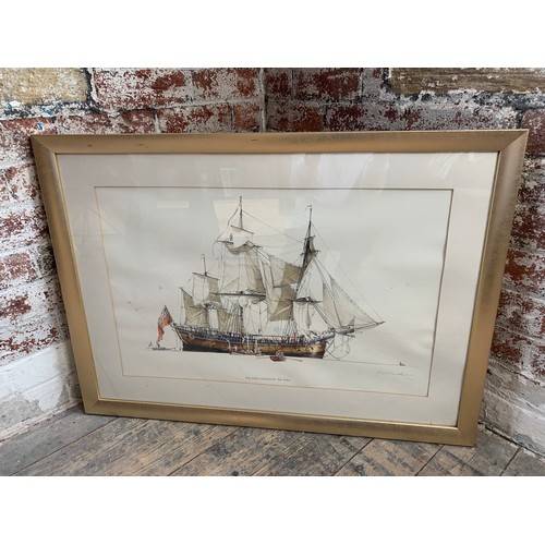 158 - Large HMB Endeavour Ross Hardlow Artist Signed Limited Print