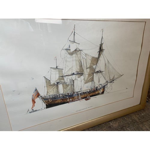 158 - Large HMB Endeavour Ross Hardlow Artist Signed Limited Print