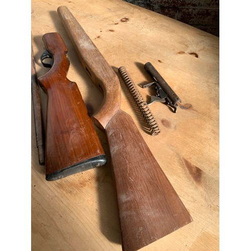 275 - Various Air Rifle Parts inc. Two Stocks, Barrel, Trigger Mechanism etc. and Shotgun Slim Forend