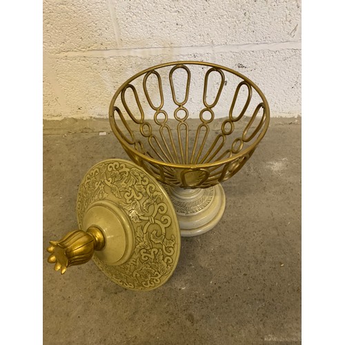 277 - Tall, Metal and Wood Urn Shaped Basket