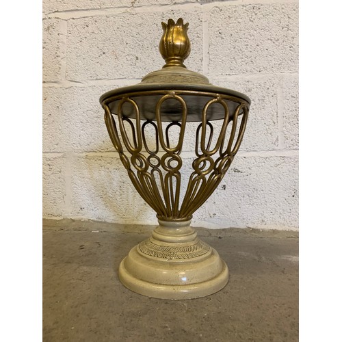 277 - Tall, Metal and Wood Urn Shaped Basket