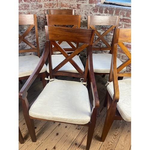 417 - Quality Solid Wood Chairs, Four Chairs Three Carvers 1 Carver As Found