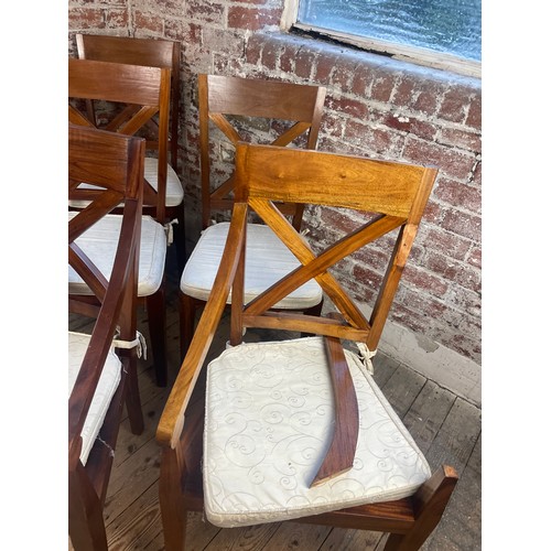 417 - Quality Solid Wood Chairs, Four Chairs Three Carvers 1 Carver As Found