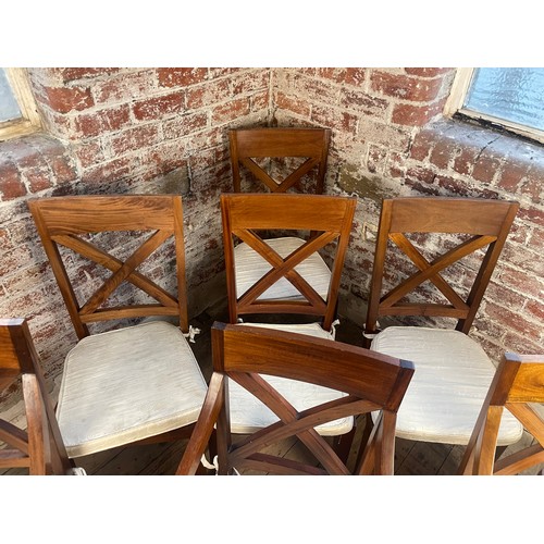 417 - Quality Solid Wood Chairs, Four Chairs Three Carvers 1 Carver As Found