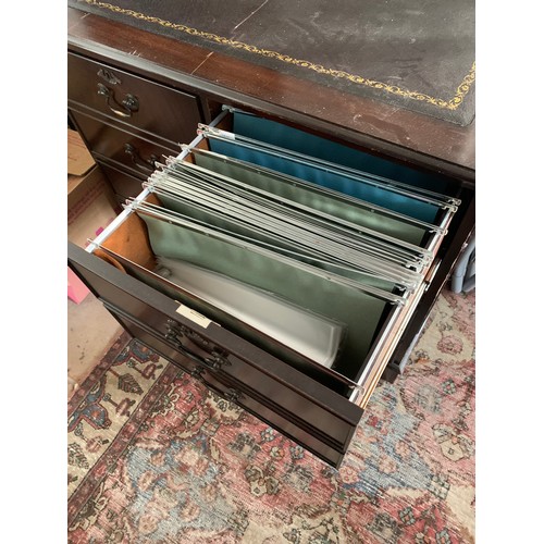 418 - Very Good Quality Antique Effect Leather Topped Filing Drawers