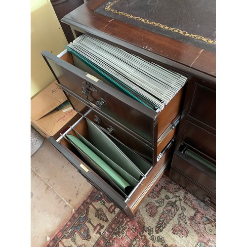 418 - Very Good Quality Antique Effect Leather Topped Filing Drawers