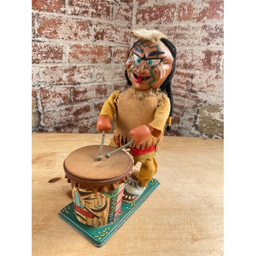 40 - Vintage Crazy Drummer Automaton Tin Plate & Plastic Battery Powered Toy