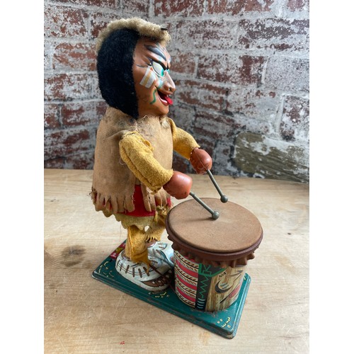 40 - Vintage Crazy Drummer Automaton Tin Plate & Plastic Battery Powered Toy