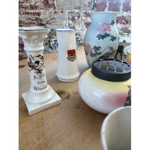 108 - Nice Group Of Collectable Antique & Vintage Pottery Inc. Souvenir Ware, Hand Painted & A&S Arcadian