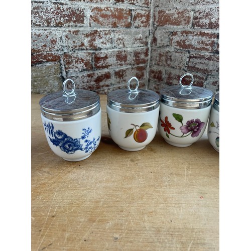 111 - Six Royal Worcester Egg Coddlers 3x Maxime Size & 3x Jumbo Size