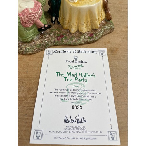 120 - Royal Doulton Beswick Ware Mad Hatters Tea Party. Limited Edition no.833 With Box & COA