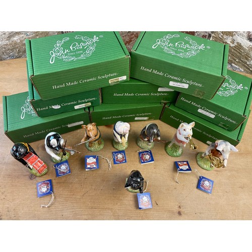 128 - Eight Beswick Pig Promenade Figures Boxed With Certificate Of Ownership. John Conductor, Matthew Tru... 