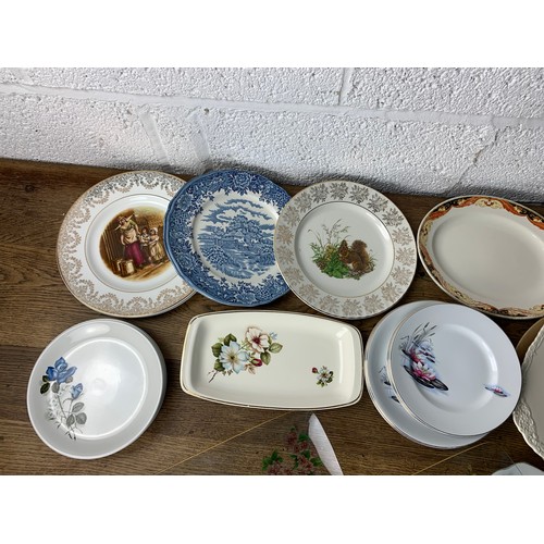 268 - Various Vintage Decorated Plates and Glass Sandwich Plates - Meakin etc.