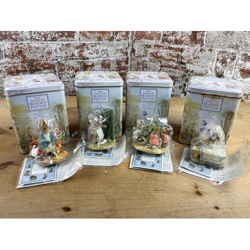 140 - Boarder Fine Arts Beatrix Potter Figurine In A Tin x4. Inc. 