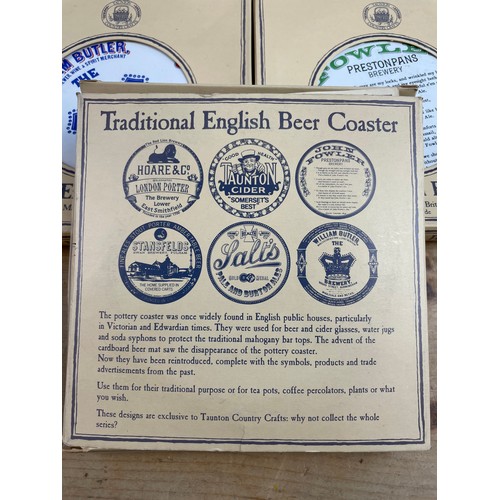 117 - Taunton Country Crafts Ceramic Beer & Cider Coasters, Complete Set Boxed With COAs