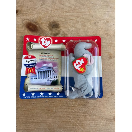 28 - TY Teenie Beanie Baby, BNIB, Righty The Elephant For McDonald's