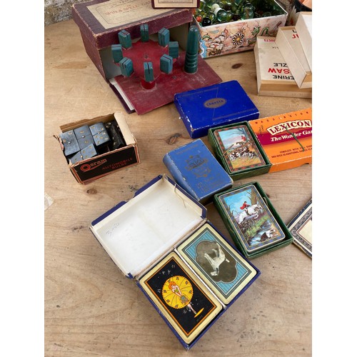 35 - Nice Group Of Antique & Vintage Games Inc. Marbles, Spin & Spell, Hunt Scene Playing Cards etc.