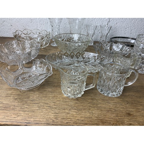 251 - Large Collection of Decorative Glass Bowls, Nibble Trays, Jugs Etc.