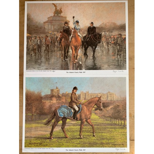 160 - Two Pencil Signed Limited Prints by Roger Inman The Aldaniti Charity Walk 1987 Commemorative Prints