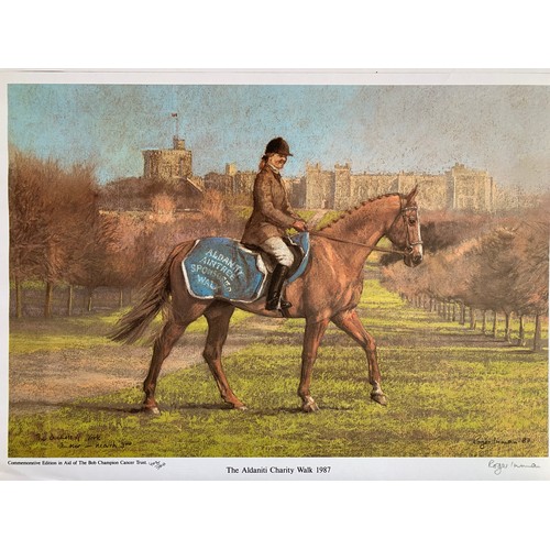 160 - Two Pencil Signed Limited Prints by Roger Inman The Aldaniti Charity Walk 1987 Commemorative Prints