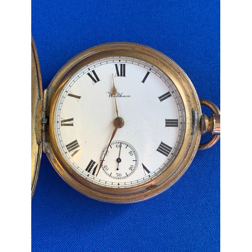 76 - 1913 Waltham Watch co. Gold Plated Double Hunter Pocket Watch