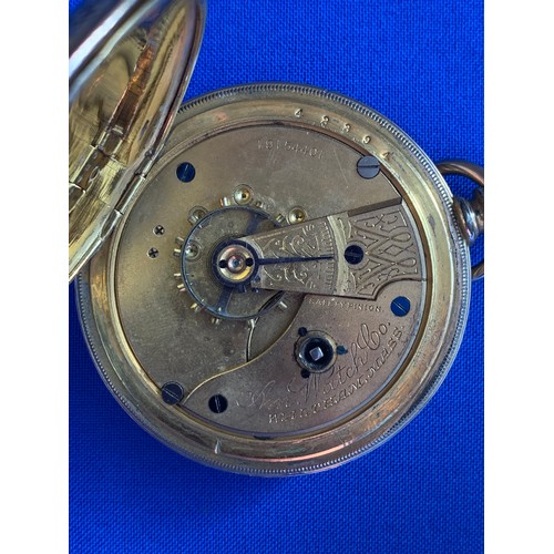 76 - 1913 Waltham Watch co. Gold Plated Double Hunter Pocket Watch