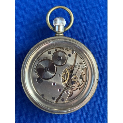 77 - Railway or possibly Military Issue Swiss Made Pocket Watch marked 301 to case