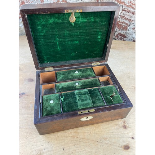 218 - Vintage Wooden Jewellery Box Inlaid With Mother Of Pearl By Dalton 85 Regent Street London