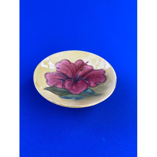 98 - Moorcroft Hibiscus Pattern Pin Tray In Yellow