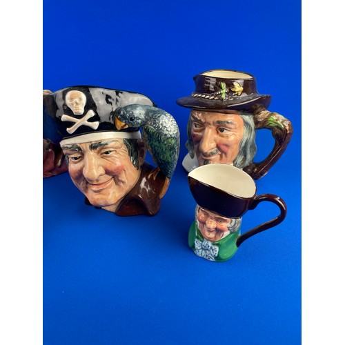 102 - 5 Toby Jugs, 3 Royal Doulton, Gone Away, Long John  Silver, Compleat Angler