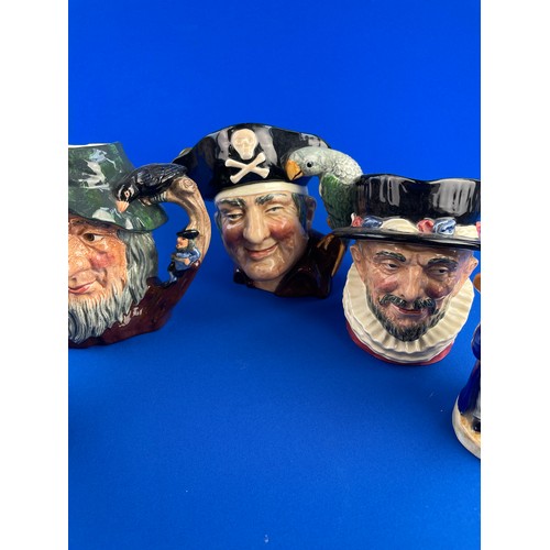 103 - 5 Toby Jugs, 3 Royal Doulton, Rip Van Winkle, Long John Silver, Beefeaters