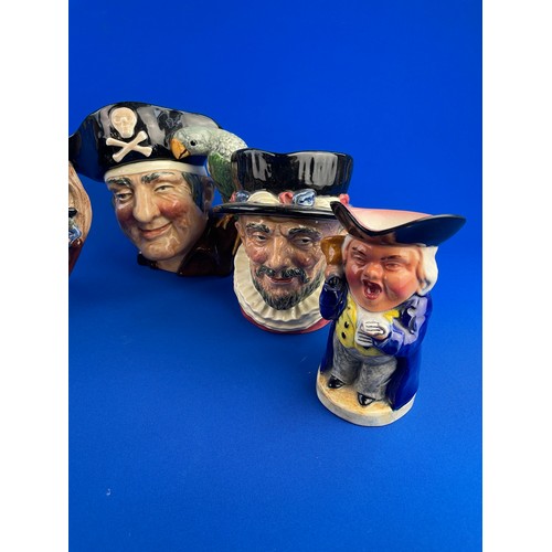 103 - 5 Toby Jugs, 3 Royal Doulton, Rip Van Winkle, Long John Silver, Beefeaters