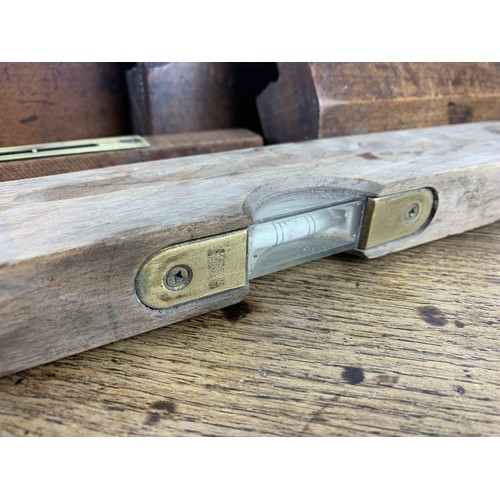 333 - Vintage Earnshaw Bros. Sheffield Woodworking plane, Vintgae German Level, Two Moulding Planes etc.