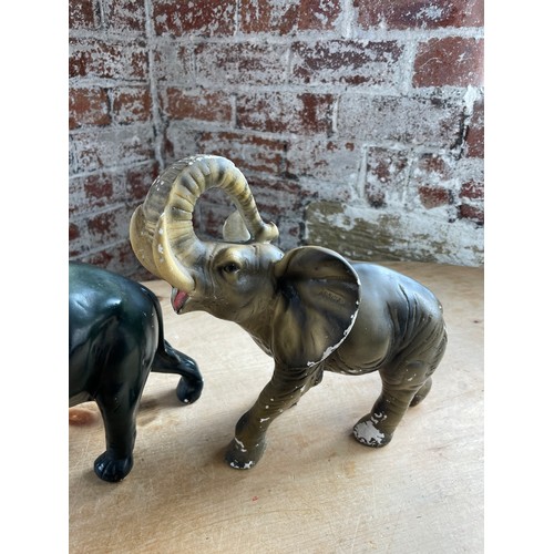 179 - Two Large Chalkware Elephants