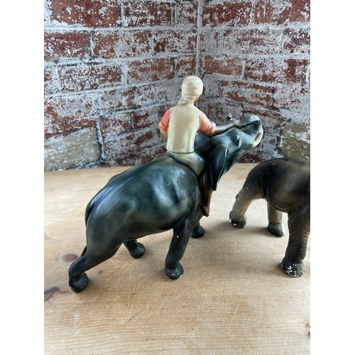 179 - Two Large Chalkware Elephants