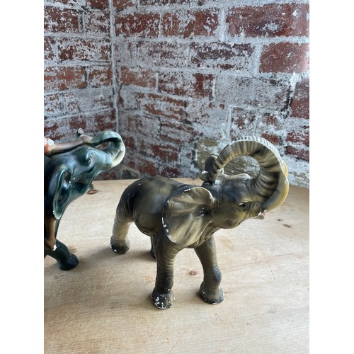 179 - Two Large Chalkware Elephants