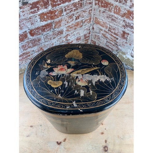 403 - Vintage, Large Black and Gold Oriental Box